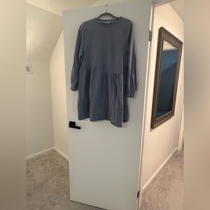 English Factory Blue Long Sleeve Baby Doll Dress